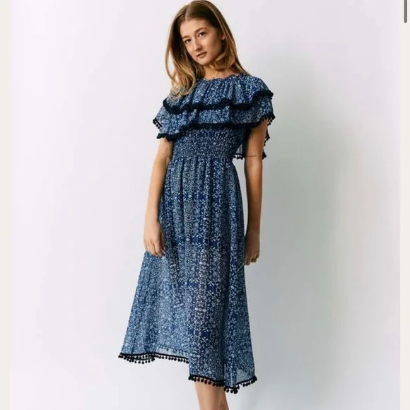 knee length dresses for ladies The Maribel Watercolor Flutter Sleeve Maxi Dress – Thread + Seed